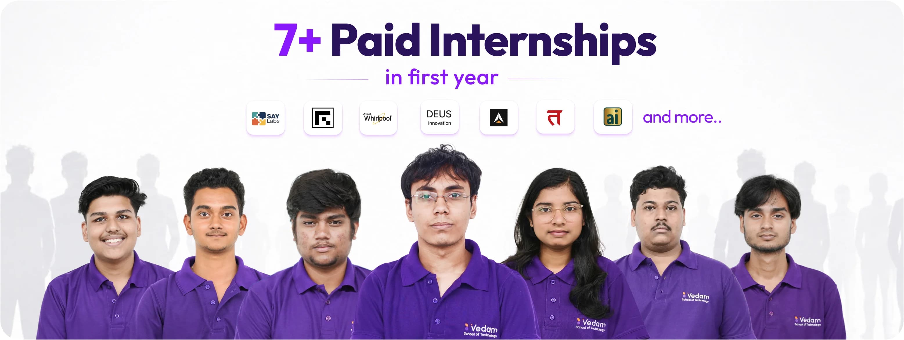 Vedam students achieved seven plus paid internships in first year